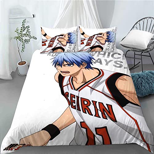 Bettwäsche Set,3D Drucken Bettbezug,Anime Kurokos Basketball Farbe 3D mit Reißverschluss und Kissenbezug-Single 140*200 von MIKUAJ