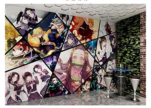 Fototapete Cartoon Anime Demon Slayer Farbe 3D Schlafzimmer Nachttisch Hintergrund Wand Comic Dekorative Hintergrundwand, Selbstklebend, Kein Kleber Erforderlich-140*100CM(WxH) von MIKUAJ