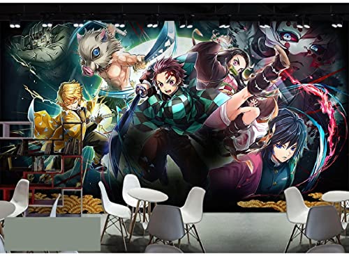 Tapeten Anime Demon Slayer Farbe 3d Manga Schlafzimmer Wohnzimmer Hintergrund Wand-416x254cm(LxH) von MIKUAJ