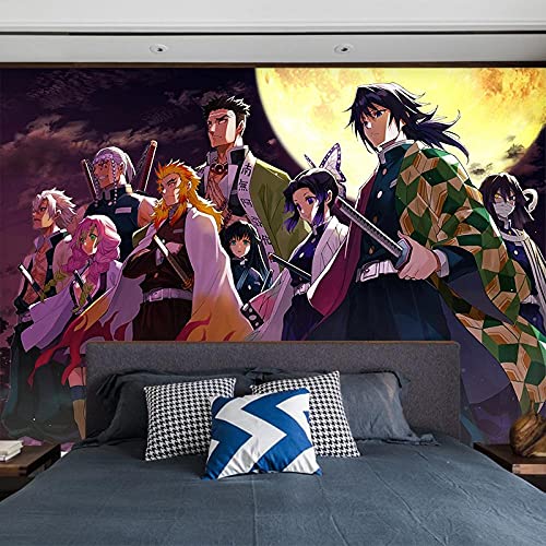Tapeten Anime Demon Slayer Manga Schlafsaal Nachtwandfarbe fototapeten vlies wanddekoration wohnzimmer schlafzimmer -140x100cm(WxH) von MIKUAJ