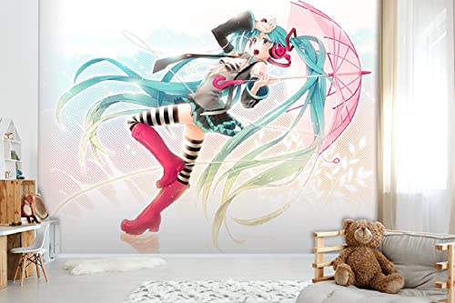 Tapeten Anime Farbe 3D Hatsune Miku Wohnzimmer Schlafzimmer Thema Fitnessstudio Hintergrundwand-520x290cm(LxH) von MIKUAJ