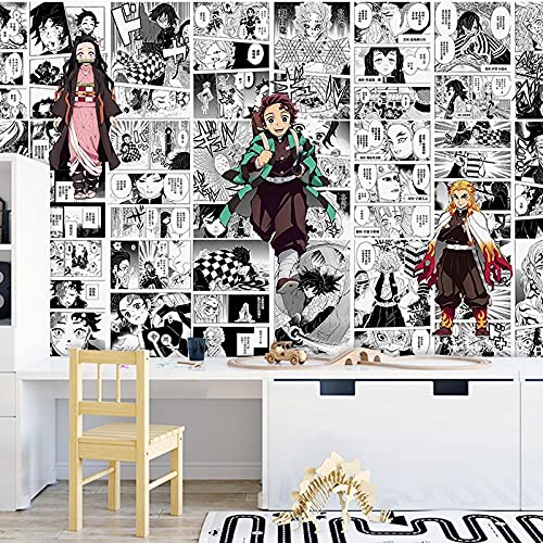 Tapeten Japanischer Anime Demon Slayer Manga Restaurant Restaurant Studio Schwarz Weiß fototapeten vlies wanddekoration wohnzimmer schlafzimmer -312x219cm(WxH) von MIKUAJ