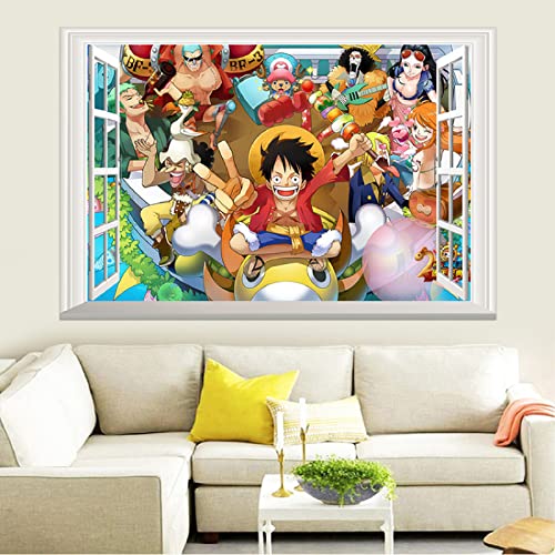 Wandtattoo manga wandaufkleber, wandsticker aufkleber，Anime One Piece 3D Poster Jungen Schlafsaal Schlafzimmer Dekoration Schlafzimmer Cartoon Selbstklebende Farbe-60*90cm von MIKUAJ