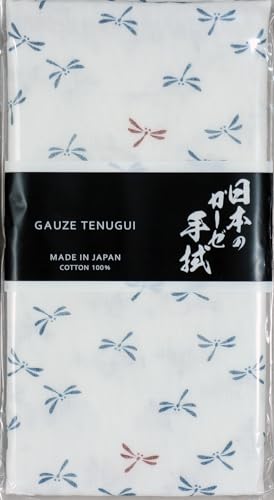 MIKURA Doppel-Gaze Tenugui, japanisches Handtuch, Ohadani Yasashii Gaze Tenugui, Libelle (weiß) von MIKURA