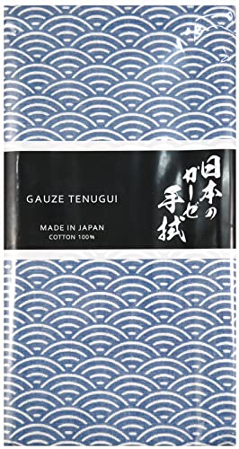 MIKURA Double Gaze Tenugui, Japanisches Handtuch, Seigaiha (Marineblau) von MIKURA