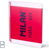 Milan - nata 624 Spiral-Notizbuch Format a4 liniert 7mm - 80 Blatt of 95 gr/m2 - mikroperforiert, 4-Loch gestanzt - rosa Farbe von MILAN