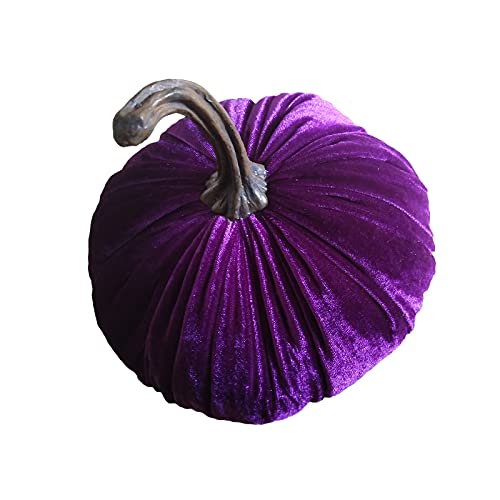 MILAX Deko Kürbis Samt Handgemachte Wohnkultur Samt-Kürbisse Tischdekoration Herbst Halloween Dekoration mit Exquisiten Super Weicher Samt KüRbis Dekor (Violett, ONE Size) von MILAX