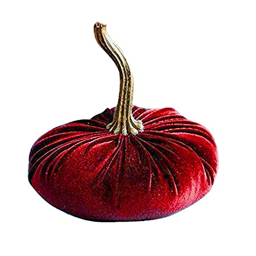 MILAX Deko Kürbis Samt Handgemachte Wohnkultur Samt-Kürbisse Tischdekoration Herbst Halloween Dekoration mit Exquisiten Super Weicher Samt KüRbis Dekor (rot, ONE Size) von MILAX