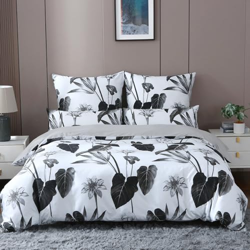 MILDLY Bettwäsche 220x240 Baumwolle Satin, 100% Langstapelige Baumwolle Pflanzenmuster Kühlende Bettwäsche-Sets, ÖkoTex Zertifiziert & für Allergiker Geeignet, Maydew von MILDLY