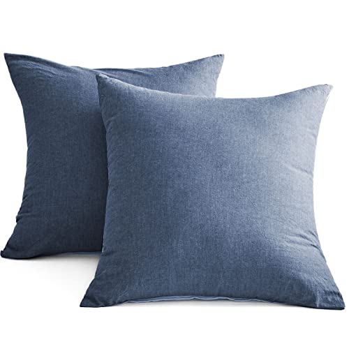 MILDLY Kissenbezug 80x80 Baumwolle Denim Blue, Kissenbezüge 2 Teilig mit Reißverschluss, Ähnliche Textur wie Stone Washed Leinen, ÖkoTex Zertifiziert, Weich und Bequem MILDLY Kissenbezug 80x80 Baumwolle Denim Blue, Kissenbezüge 2 Teilig mit Reißverschluss, Ähnliche Textur wie Stone Washed Leinen, ÖkoTex Zertifiziert, Weich und Bequem von MILDLY