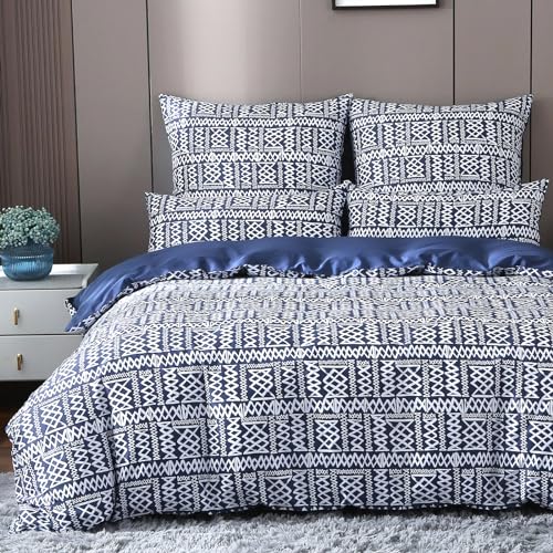 MILDLY Satin Bettwäsche 155x220 Baumwolle, Boho Dunkelblau kühlende Bettwäsche-Sets mit Reißverschluss öKotex Zertifiziert Renoir MILDLY Satin Bettwäsche 155x220 Baumwolle, Boho Dunkelblau kühlende Bettwäsche-Sets mit Reißverschluss öKotex Zertifiziert Renoir von MILDLY