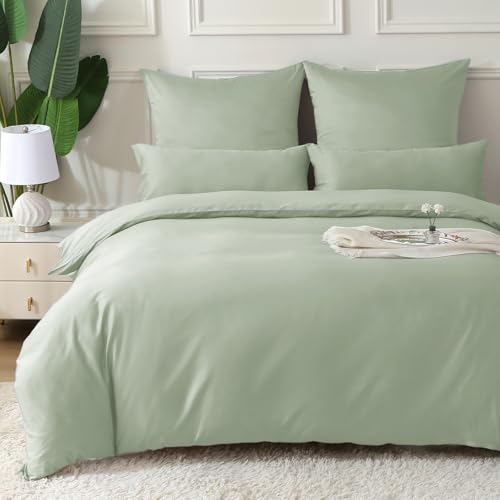 MILDLY Satin Bettwäsche 155x220 Baumwolle,100% Langstapelige Baumwolle Seidig Luxus Bettzeug, ÖkoTex Zertifiziert & für Allergiker Geeignet, 1 Bettbezug 155x220 & 1 Kissenbezug 80x80,SalbeiGrün MILDLY Satin Bettwäsche 155x220 Baumwolle,100% Langstapelige Baumwolle Seidig Luxus Bettzeug, ÖkoTex Zertifiziert & für Allergiker Geeignet, 1 Bettbezug 155x220 & 1 Kissenbezug 80x80,SalbeiGrün von MILDLY