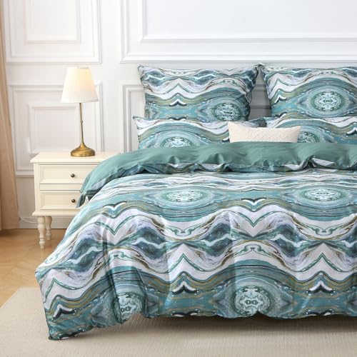 MILDLY Satin Bettwäsche 200x200 Baumwolle, Grün kühlende Bettwäsche-Sets mit Reißverschluss öKotex Zertifiziert Enthält 1 Bettbezug 200x200 und 2 Kissenbezüge 80x80, Trevor MILDLY Satin Bettwäsche 200x200 Baumwolle, Grün kühlende Bettwäsche-Sets mit Reißverschluss öKotex Zertifiziert Enthält 1 Bettbezug 200x200 und 2 Kissenbezüge 80x80, Trevor von MILDLY