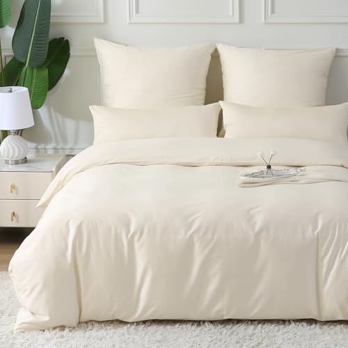 MILDLY Satin Bettwäsche 220x240 Baumwolle,100% Langstapelige Baumwolle Seidig Luxus Bettzeug, ÖkoTex Zertifiziert & für Allergiker Geeignet, 1 Bettbezug 220x240 & 2 Kissenbezug 80x80,Beige MILDLY Satin Bettwäsche 220x240 Baumwolle,100% Langstapelige Baumwolle Seidig Luxus Bettzeug, ÖkoTex Zertifiziert & für Allergiker Geeignet, 1 Bettbezug 220x240 & 2 Kissenbezug 80x80,Beige von MILDLY