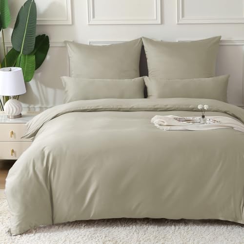 MILDLY Satin Bettwäsche 220x240 Baumwolle,100% Langstapelige Baumwolle Seidig Luxus Bettzeug, ÖkoTex Zertifiziert & für Allergiker Geeignet, 1 Bettbezug 220x240 & 2 Kissenbezug 80x80,MistSage MILDLY Satin Bettwäsche 220x240 Baumwolle,100% Langstapelige Baumwolle Seidig Luxus Bettzeug, ÖkoTex Zertifiziert & für Allergiker Geeignet, 1 Bettbezug 220x240 & 2 Kissenbezug 80x80,MistSage von MILDLY