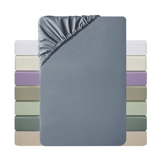 MILDLY Spannbettlaken 120x200 Satin, 100% Langstapelige Baumwolle Seidig Luxus Bettlaken Spannbettlaken bis 25cm Matratzenhöhe, Oeko-Tex Zertifiziert-AshleyBlau MILDLY Spannbettlaken 120x200 Satin, 100% Langstapelige Baumwolle Seidig Luxus Bettlaken Spannbettlaken bis 25cm Matratzenhöhe, Oeko-Tex Zertifiziert-AshleyBlau von MILDLY