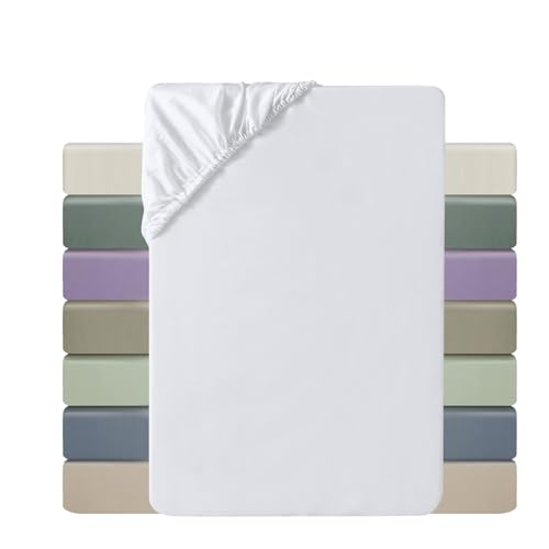 MILDLY Spannbettlaken 180x200 Satin, 100% Langstapelige Baumwolle Seidig Luxus Bettlaken Spannbettlaken bis 25cm Matratzenhöhe, Oeko-Tex Zertifiziert-Weiß MILDLY Spannbettlaken 180x200 Satin, 100% Langstapelige Baumwolle Seidig Luxus Bettlaken Spannbettlaken bis 25cm Matratzenhöhe, Oeko-Tex Zertifiziert-Weiß von MILDLY