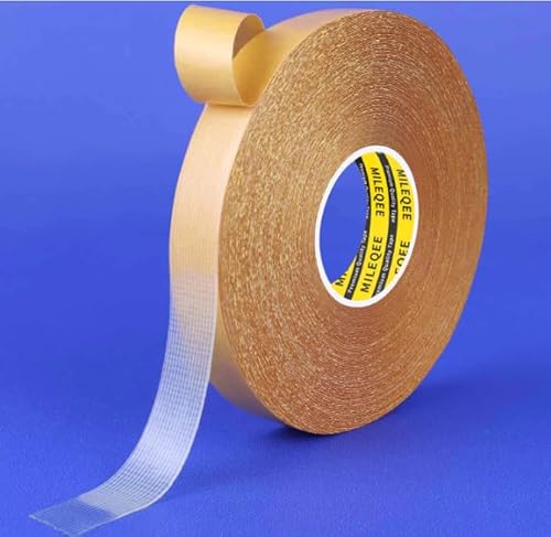MILEQEE 1 Stück doppelseitiges Gewebeband,15mmx20m,hohe Haftkraft,starkes und robustes Teppichband,langlebiges Klebeband,Mehrzweck-Klebeband,einfaches Entfernen ohne Rückstände,leicht von abreißbar von MILEQEE