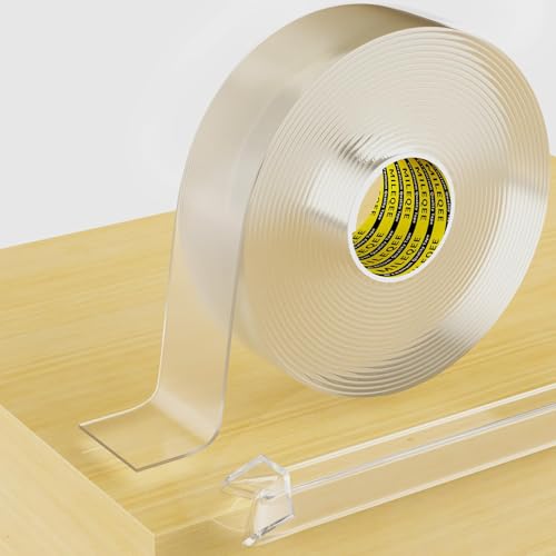 MILEQEE Clear Edge Protector Strip,25mm x 5m, Sharp Edge Wrap Cover Tape, Selbstklebende Schutzpuffer für Schranktür Schreibtisch Glas Tisch Bett Möbel, Küchenarbeitsplatte, wasserdicht von MILEQEE