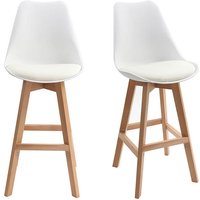 2er-Set Design-Barhocker Weiß und Holz 65 cm pauline von MILIBOO