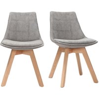 Miliboo - 2er-Set Stühle skandinavisches Design Holz und Stoff Dunkelgrau matilde von MILIBOO