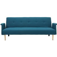 3-Sitzer-Schlafsofa skandinavisch entenblau und helles Holz OSCAR - Blau von MILIBOO