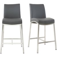 Barhocker Aluminium gebürstet pu Dunkelgrau 66 cm (2er-Set) olly von MILIBOO