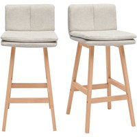 Barhocker aus beigem Textur-Veloursstoff und Holz (2er-Set) joan von MILIBOO