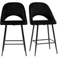 Barhocker aus schwarzem Samt und Metall H65 cm (2er-Set) cosette von MILIBOO