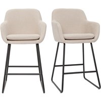 Barhocker beiger Stoff mit Samteffekt H65 cm 2er-Set amika von MILIBOO