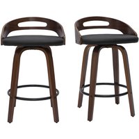 Barhocker dunkles Holz und schwarzes Polyurethan 65 cm 2er-Set MANO von MILIBOO