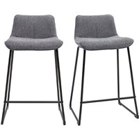 Miliboo - Barhocker grauer Stoff mit Samteffekt und Metall H65 cm (2er-Set) boost von MILIBOO
