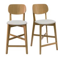 Barhocker helles Holz und beiger Stoff H65 cm (2er-Set) LUCIA von MILIBOO