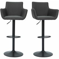 Barhocker höhenverstellbar anthrazitgrauer Stoff und schwarz lackiertes Metall 2er-Set carlie von MILIBOO
