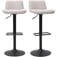 Miliboo - Barhocker höhenverstellbar und um 360° drehbar aus Stoff mit strukturiertem Samteffekt in Beige und Metall (2er-Set) boost von MILIBOO