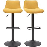 Barhocker höhenverstellbar und um 360° drehbar aus Stoff mit strukturiertem Samteffekt in Senfgelb und Metall (2er-Set) BOOST von MILIBOO