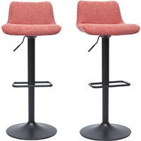 Barhocker höhenverstellbar und um 360° drehbar aus Stoff mit strukturiertem Samteffekt in Terracotta und schwarzem Metall (2er-Set) BOOST von MILIBOO