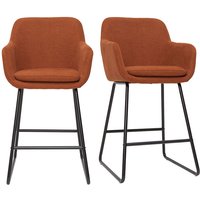 Miliboo - Barhocker rostbrauner Stoff mit Samteffekt H65cm (2er-Set) amika von MILIBOO