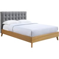 Bett für Erwachsene Skandinavisch Holz und Stoff Grau 140 x 200 cm lynn - Perlgrau von MILIBOO