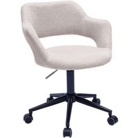 Bürostuhl mit Rollen aus Design-Stoff in beigem samtigem Textureffekt und schwarzem Metall jessy von MILIBOO