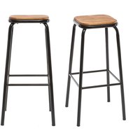 Design-Barhocker Edelstahl 2er-Set h 75 cm dunkles Holz memphis von MILIBOO