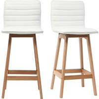 Design-Barhocker Holz und pu Weiß 65 cm 2 Stck. emma von MILIBOO