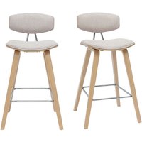 Design-Barhocker aus beigem Stoff mit samtiger Textur und hellem Holz H69 cm (2er-Set) vasco von MILIBOO