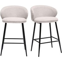 Design Barhocker aus texturiertem, beigefarbenem Samtstoff und schwarzem Metall (Set mit 2) rosalie von MILIBOO