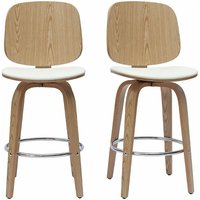 Design-Barhocker drehbar weiß und helles Holz H66 cm (2er-Set) BECK von MILIBOO