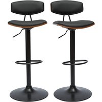 Design-Barhocker höhenverstellbar in Schwarz mit dunklem Holz (2er-Set) vasco von MILIBOO