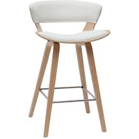 Design-Barhocker höhenverstellbar weiß und helles Holz H65 cm syrah - Holz hell / Weiß von MILIBOO