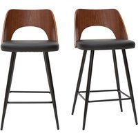 Design-Barhocker in Schwarz und Walnuss H66,5 cm (2er Set) falcom von MILIBOO
