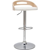 Design-Barhocker mano höhenverstellbar weiß und helles Holz von MILIBOO