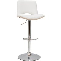 Miliboo - Design-Barhocker panach höhenverstellbar weiß und helles Holz von MILIBOO